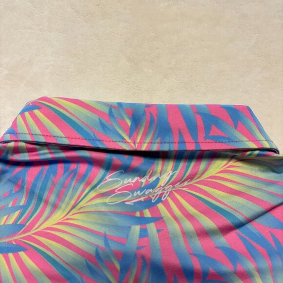 Sunday Swagger Womens Large Golf Polo Floral Leaves Sleeveless Multicolored - Picture 8 of 8